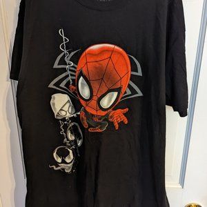 Marvel Spiderman Animated Multiverse Black & Red T-shirt 100% Cotton Men's sz XL